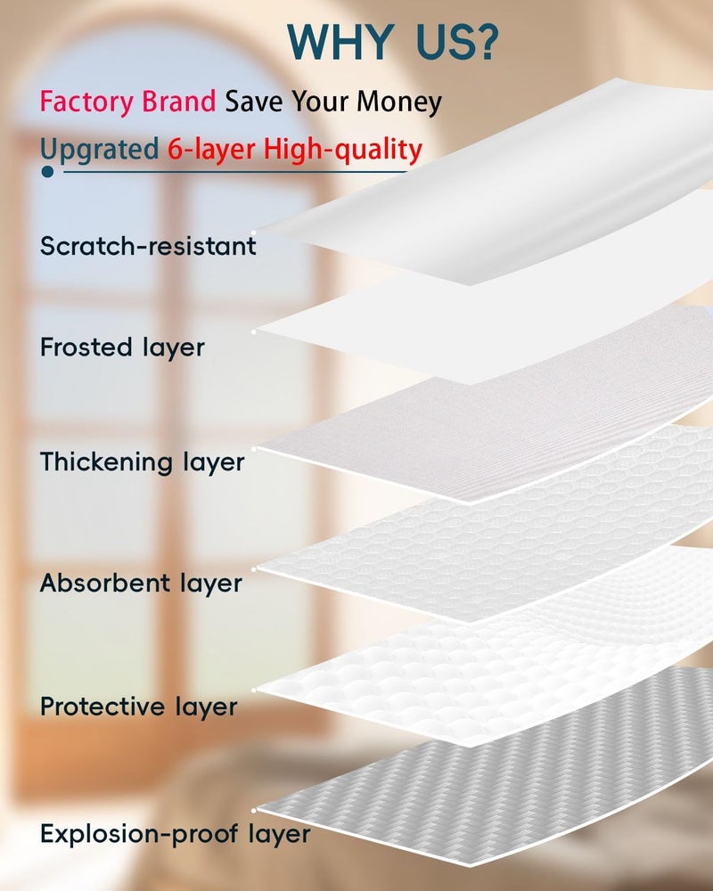 Dwersty Frosted Glass Window Privacy Film Decorative with Tools, 2 Way Frosting Privacy Film for Glass Windows, Static Cling Tint for Home Anti-UV, Covering Clings 17.5" by 157.4" - Image 5